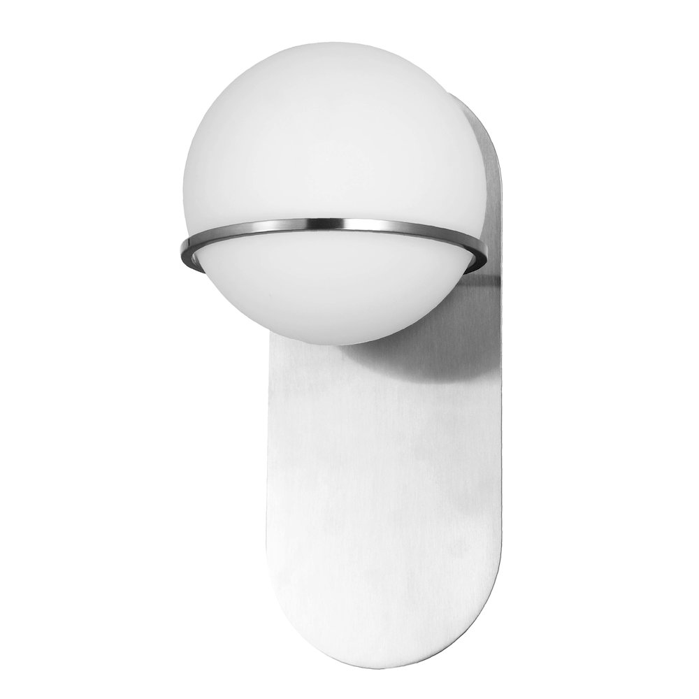 1 Light Halogen Wall Satin Chrome Polished Chrome with White Glass