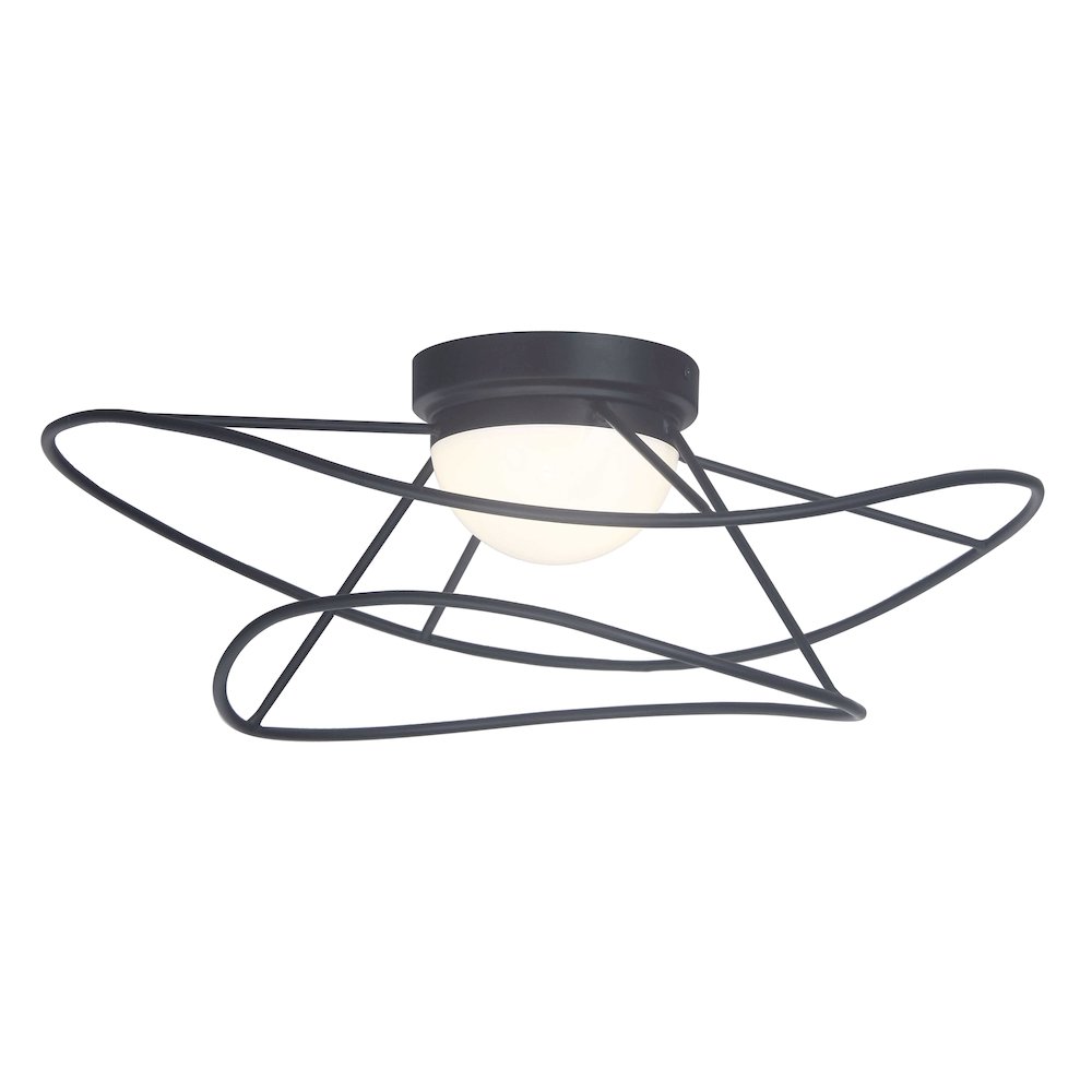 12W Flush Mount Matte Black with White Acrylic Diffuser