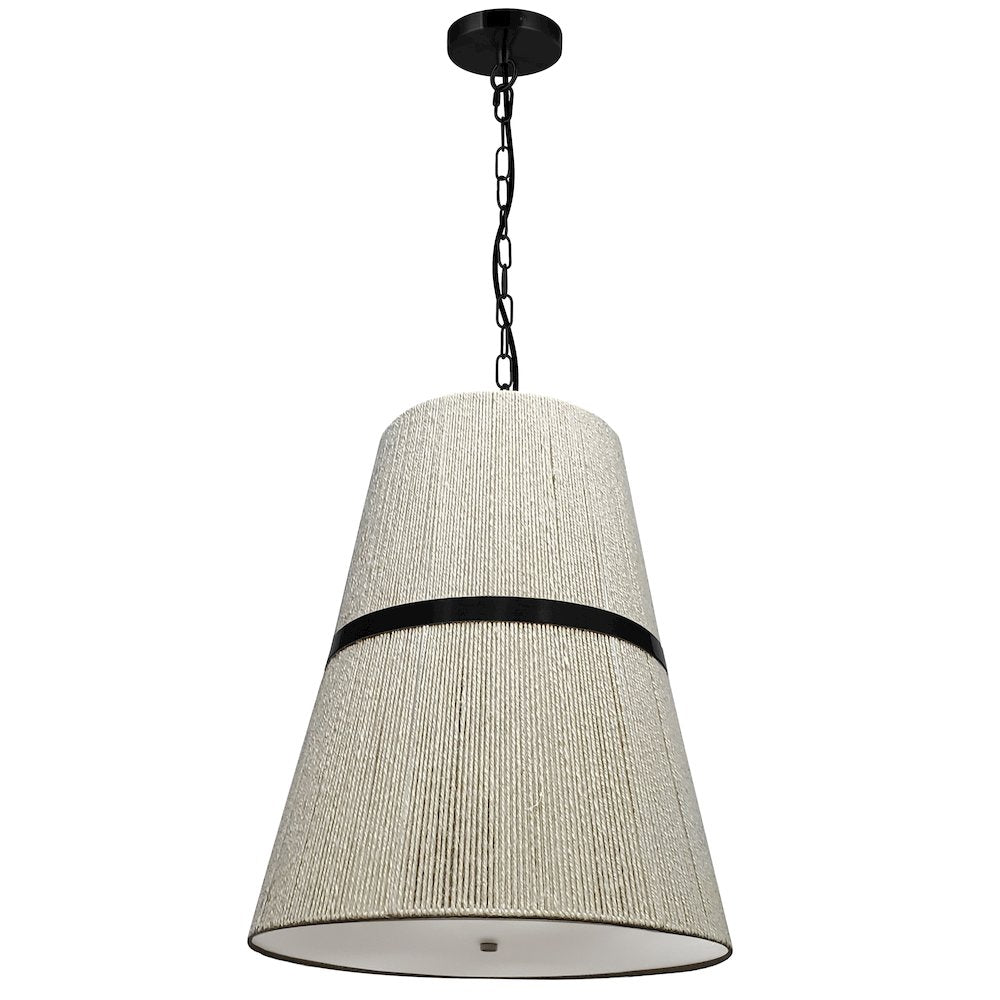 3 Light Pendant in Matte Black w/ Natural String Shade