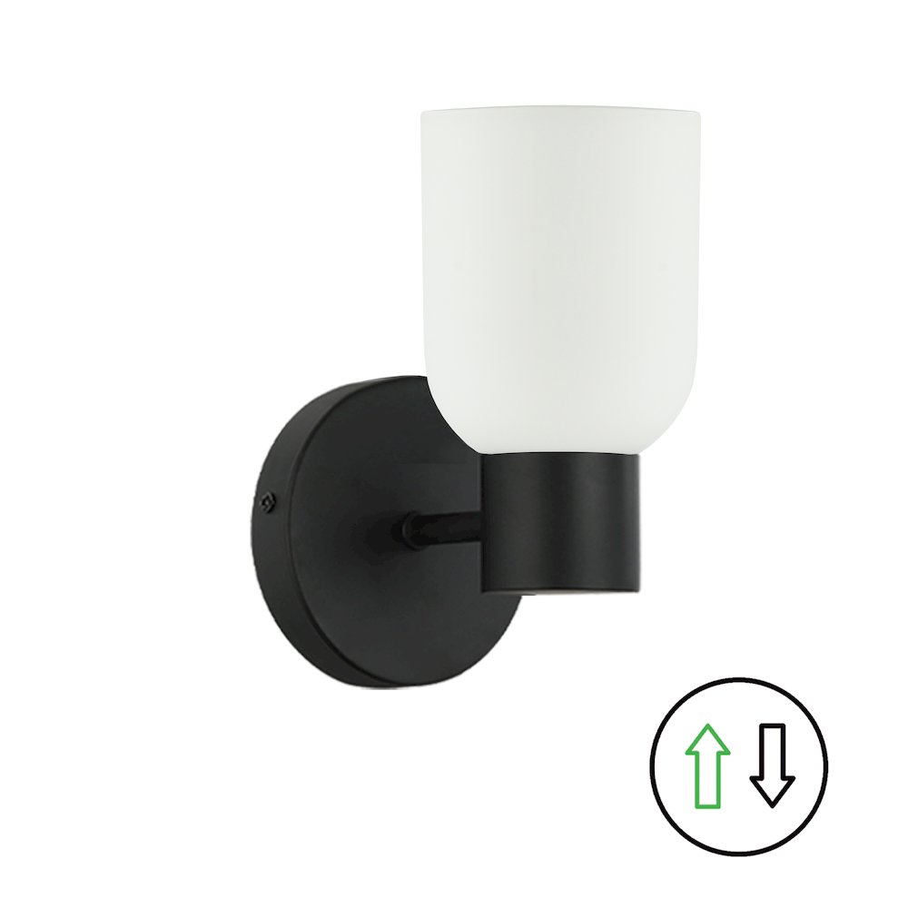 1 Light Wall Sconce in Matte Black w/ Opal Glass