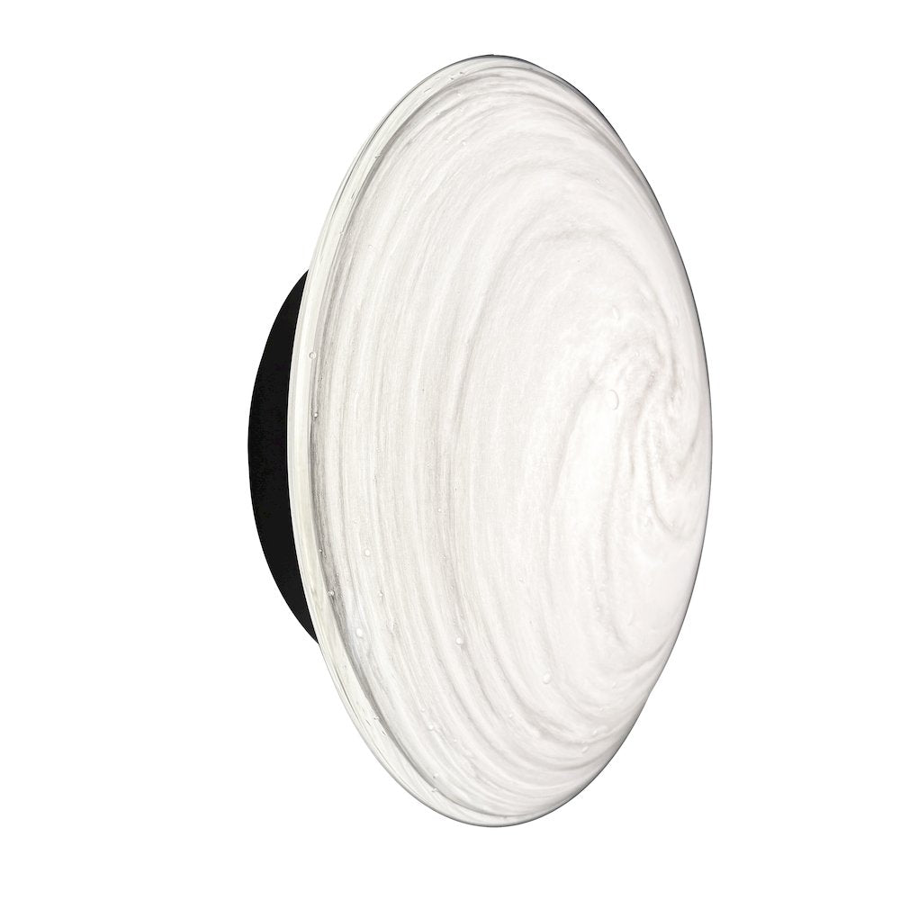 5W Wall Sconce in Matte Black w/ Swirl Glass