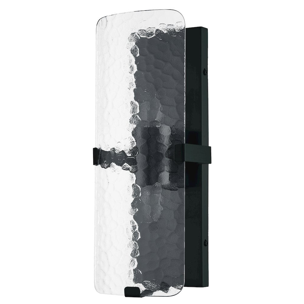 2 Light Wall Sconce in Matte Black w/ Clear Textured Glass