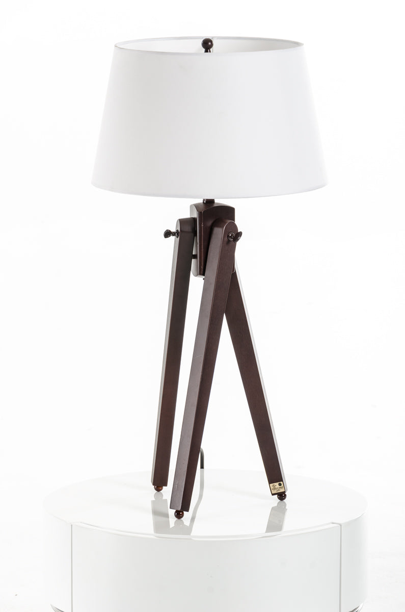 28'' White Fabric And Wood Table Lamp