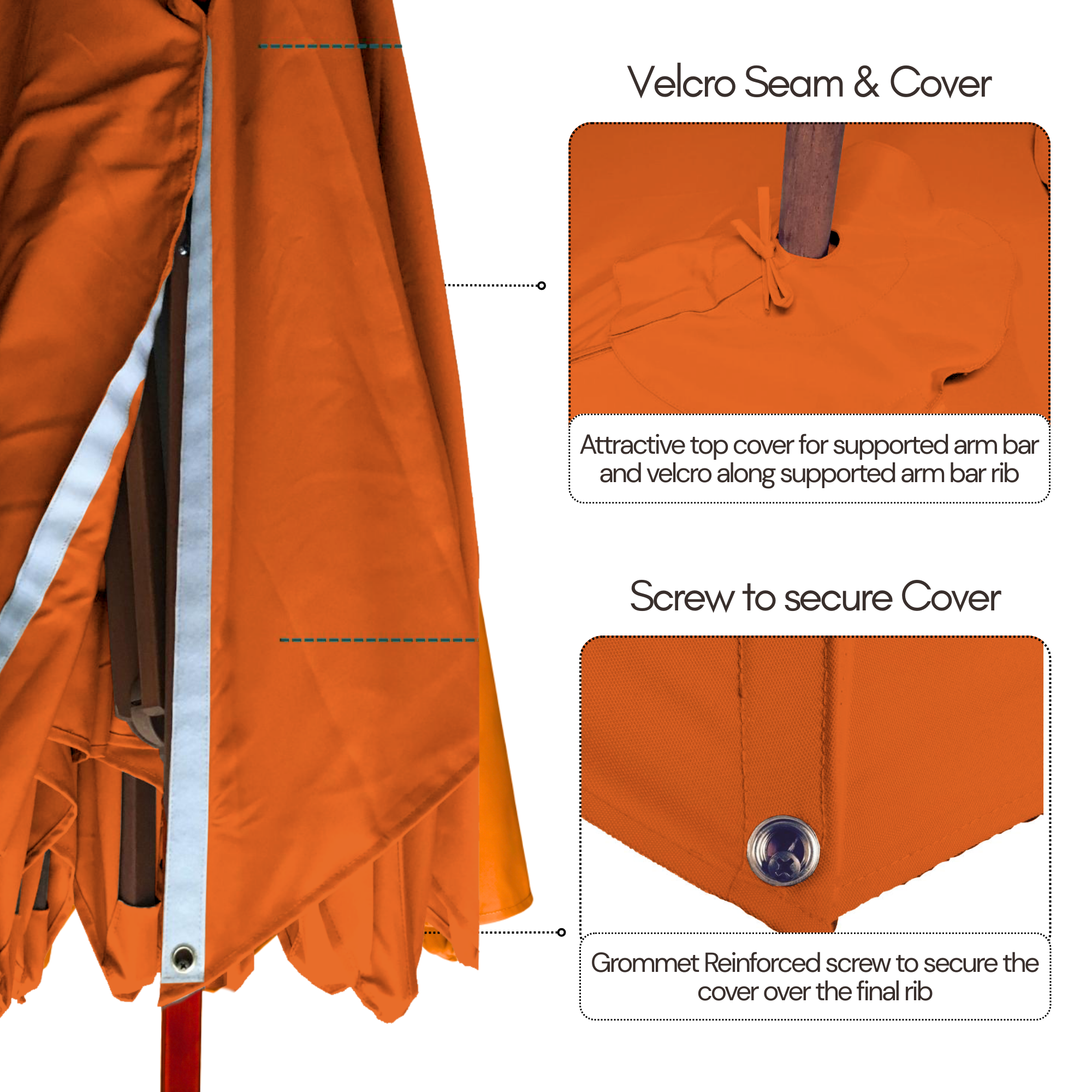 11 ft Cantilever Umbrella Replacement Canopy Supported Bar 8 Ribs Tuscan Orange