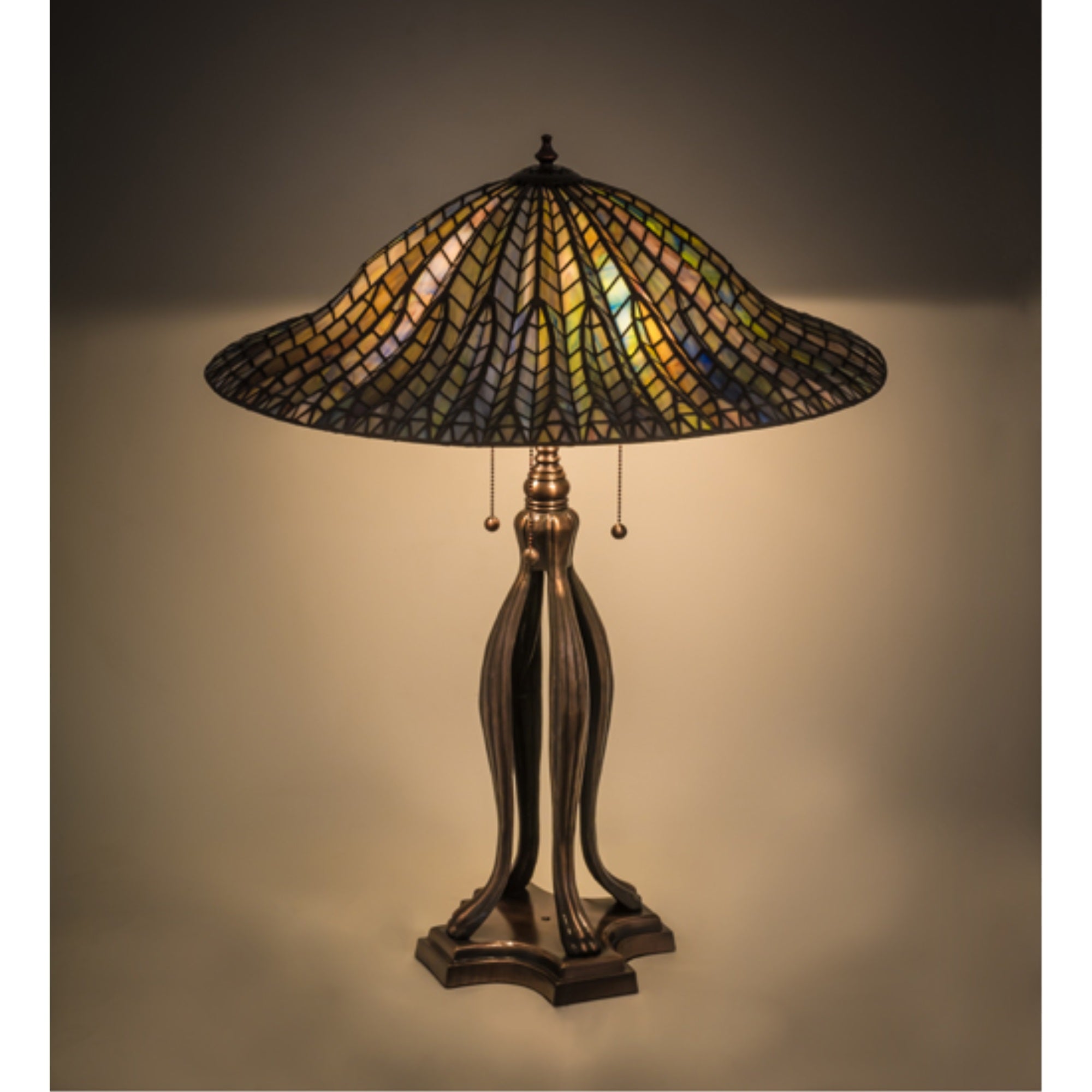 31 inchH Tiffany Lotus Leaf Table Lamp