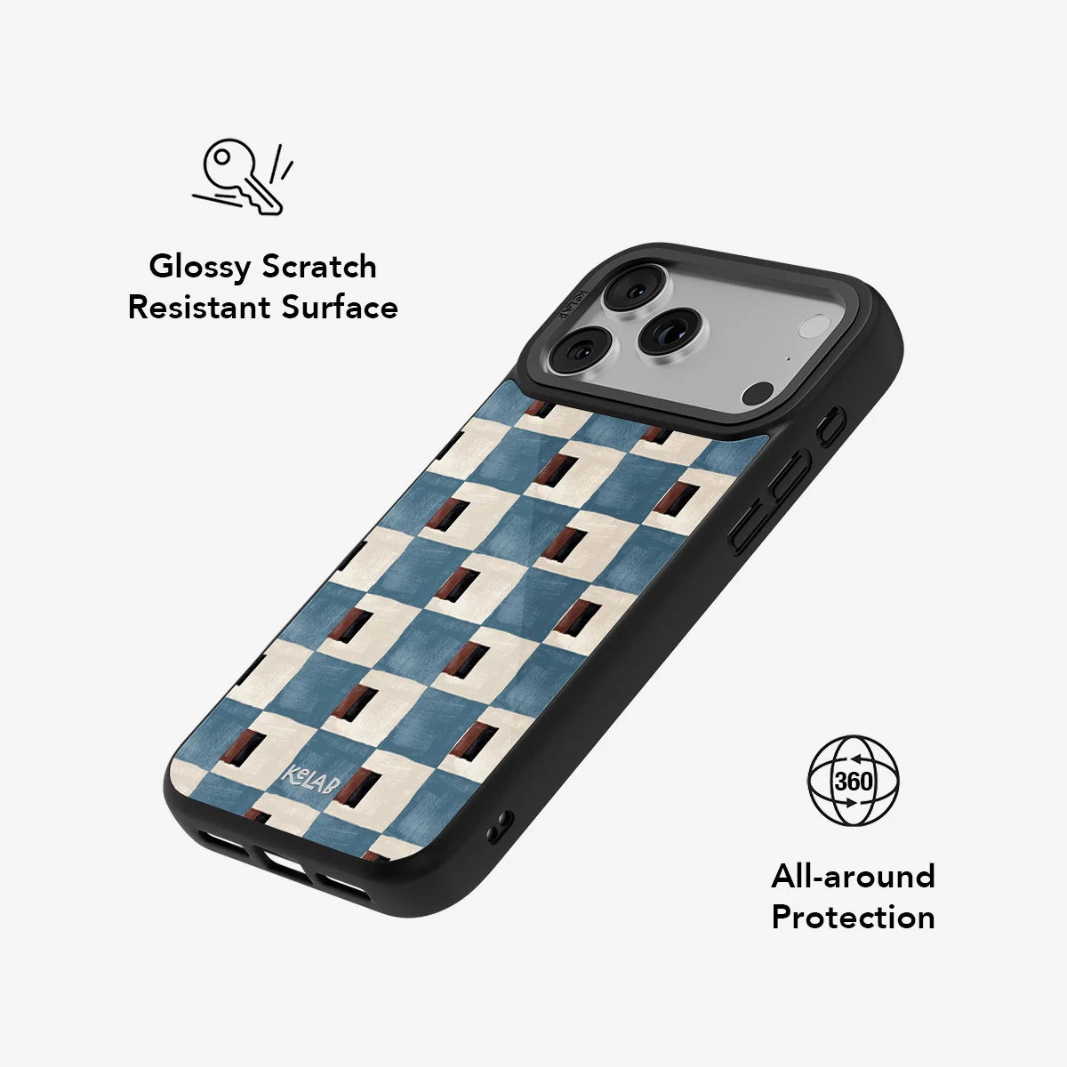 Terra Teal | Blue Checkered Phone Case