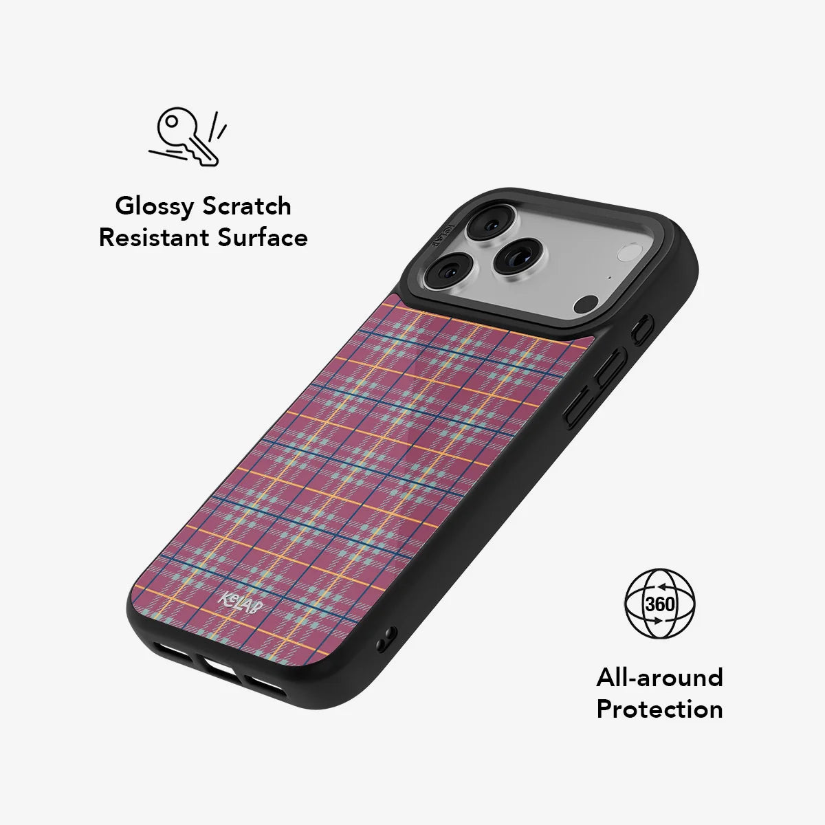 Mullberry Hue | Mauve and Teal Plaid Phone Case