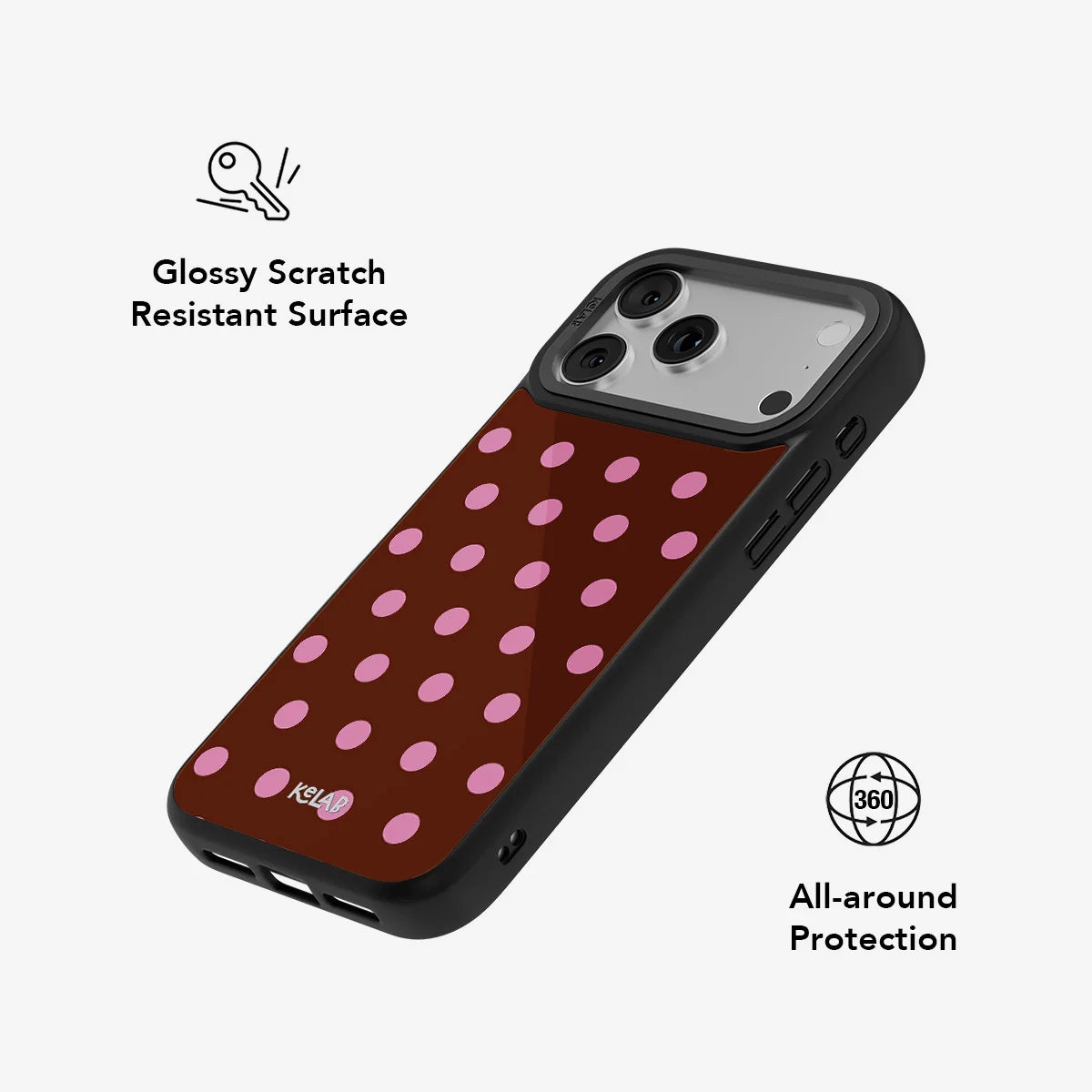 Velvet Pop | Brown Pink Polka Dot Phone Case