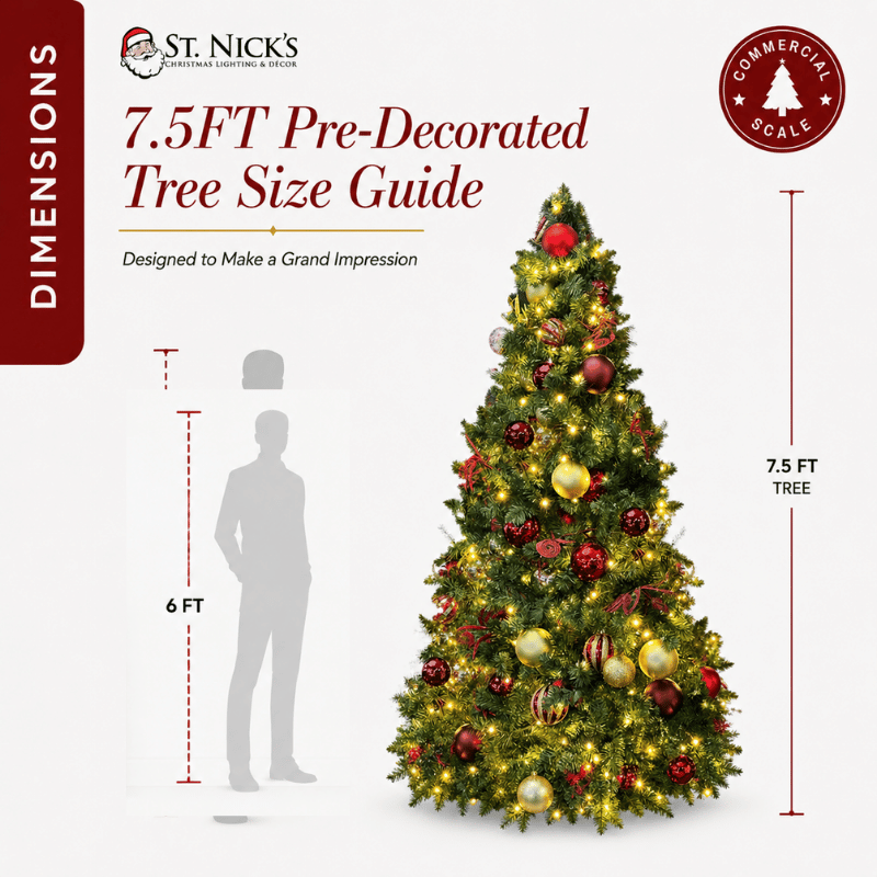 7.5FT Pre-Decorated PVC Christmas Tree Red/Gold/Burgundy
