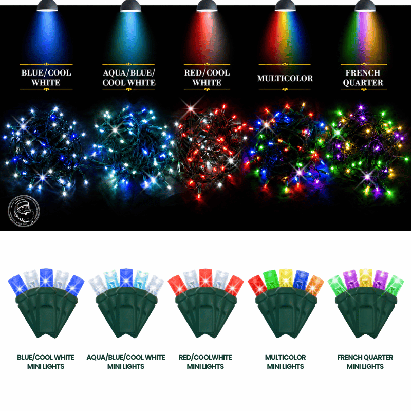 LED Mini Lights 5MM Blue/Cool White Twinkle - 6" Spacing