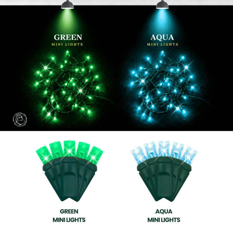 LED Mini Lights 5MM Green Twinkle Green Wire 6" Spacing