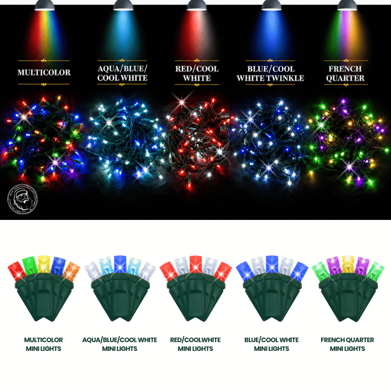 LED Mini Lights 5MM Multicolor Soft Twinkle Green Wire - 6" Spacing