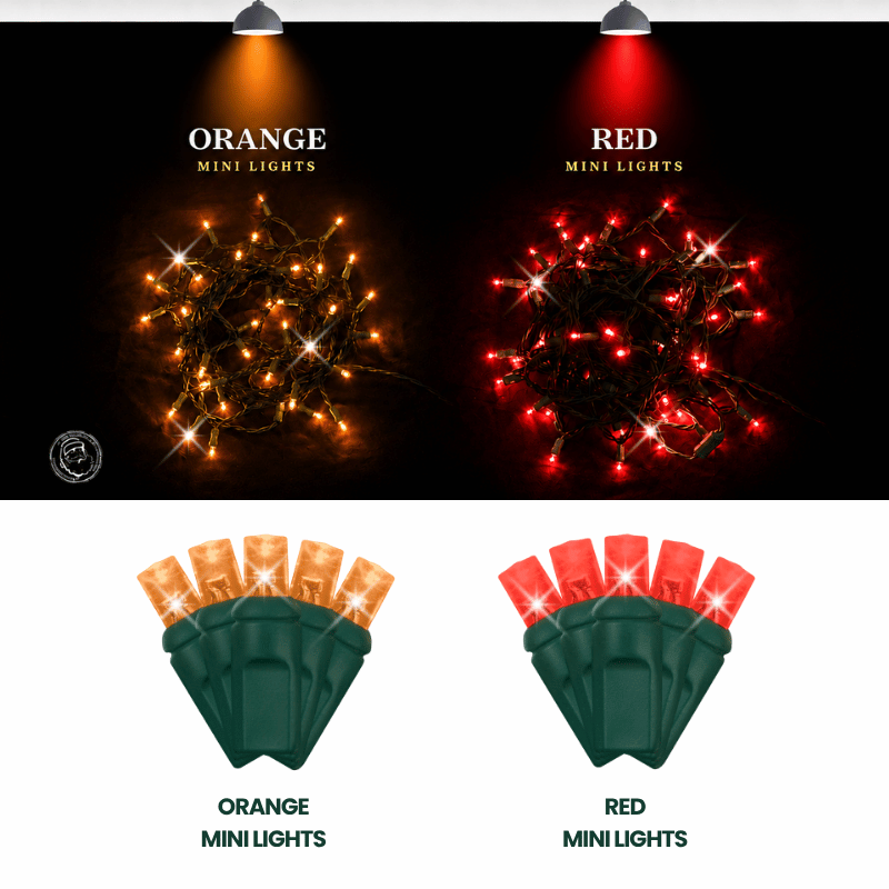 LED Mini Lights 5MM Orange Twinkle  6" Spacing