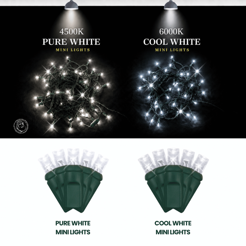 LED Mini Lights 5MM Pure White Twinkle Green Wire  6" Spacing