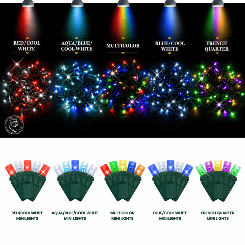 LED Mini Lights 5MM Red/Cool White Twinkle Green Wire - 6" Spacing