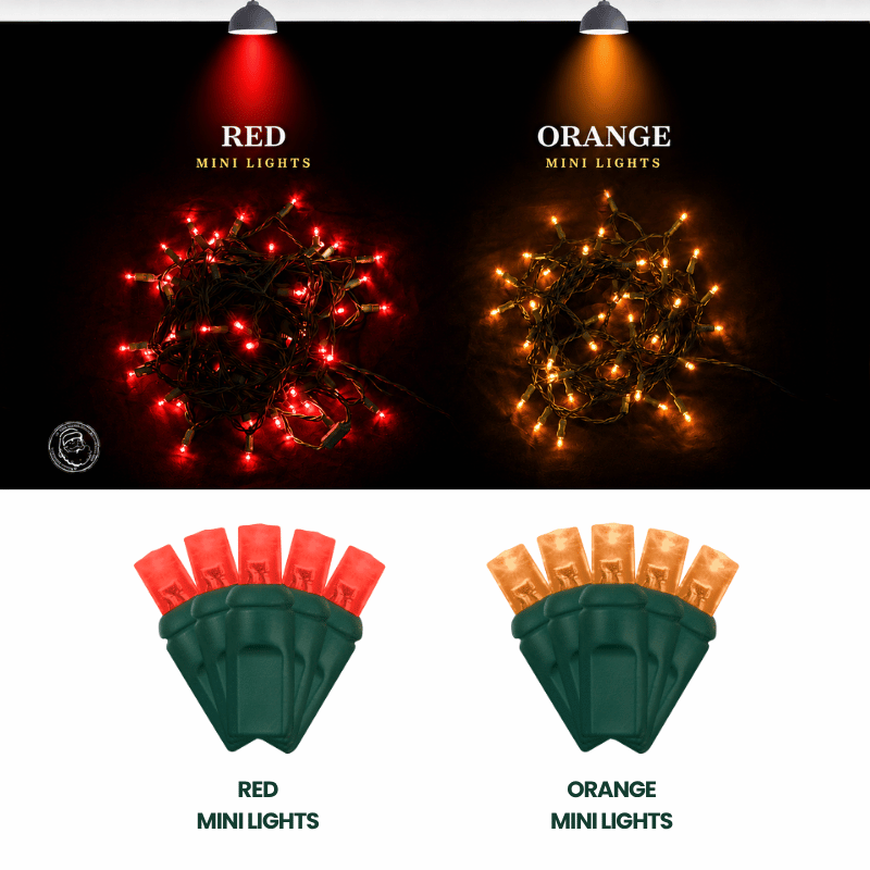 LED Mini Lights 5MM Red Static Green Wire 6" Spacing