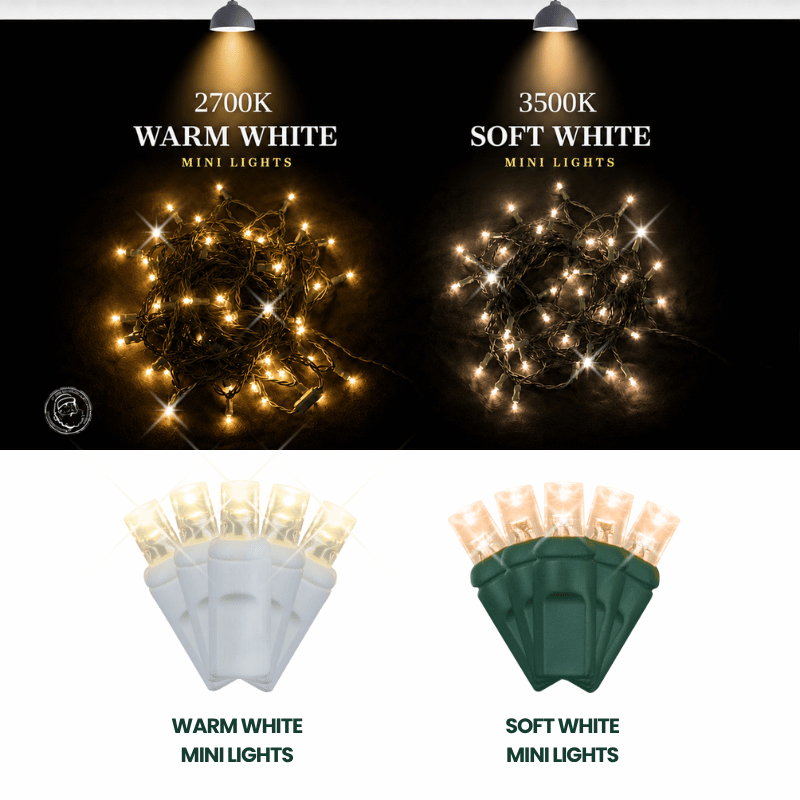 LED Mini Lights 5MM Warm White Twinkle 120v White Wire - 6" Spacing