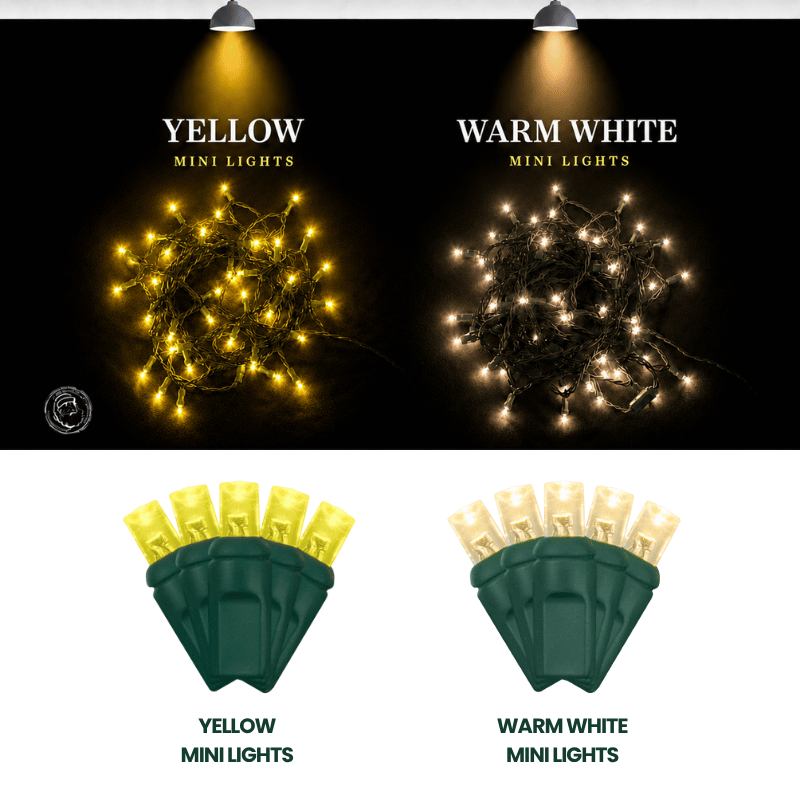 LED Mini Lights 5MM Yellow Static Green Wire - 6" Spacing