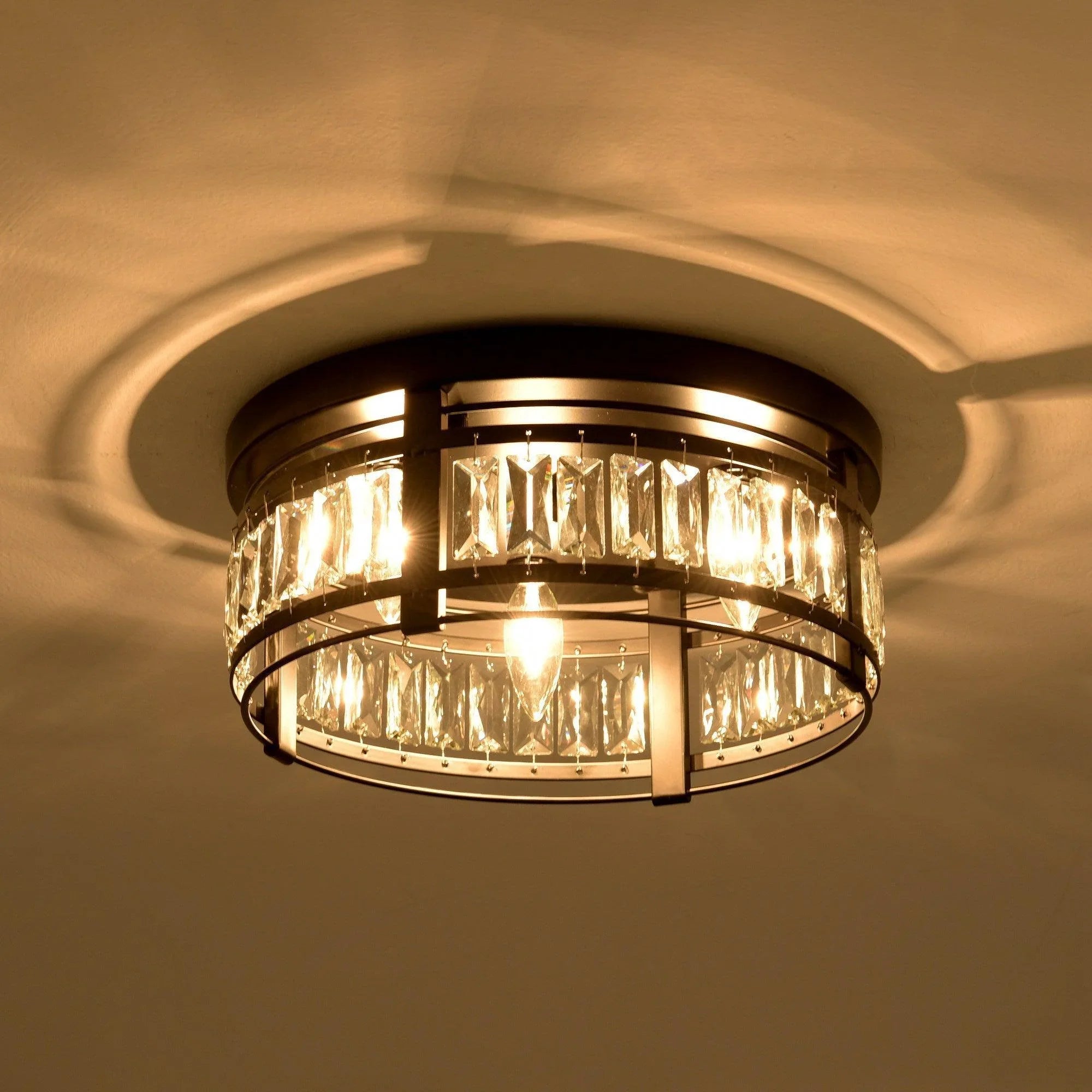 3-Light Modern Crystal Flush Mount Ceiling Light