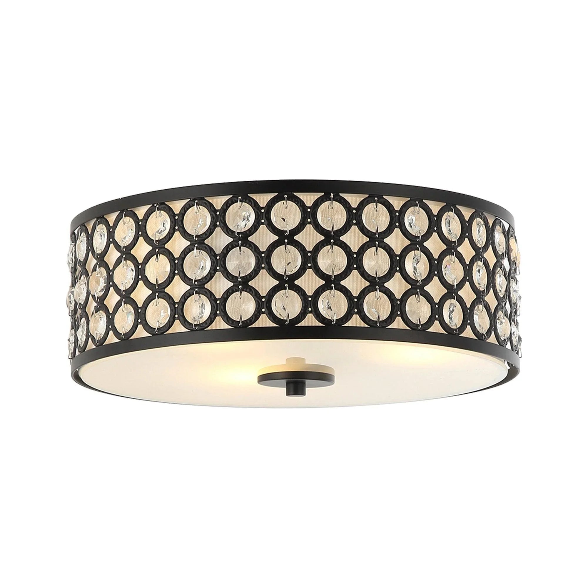 3-Light Modern LED Flush Mount Light with Crystal