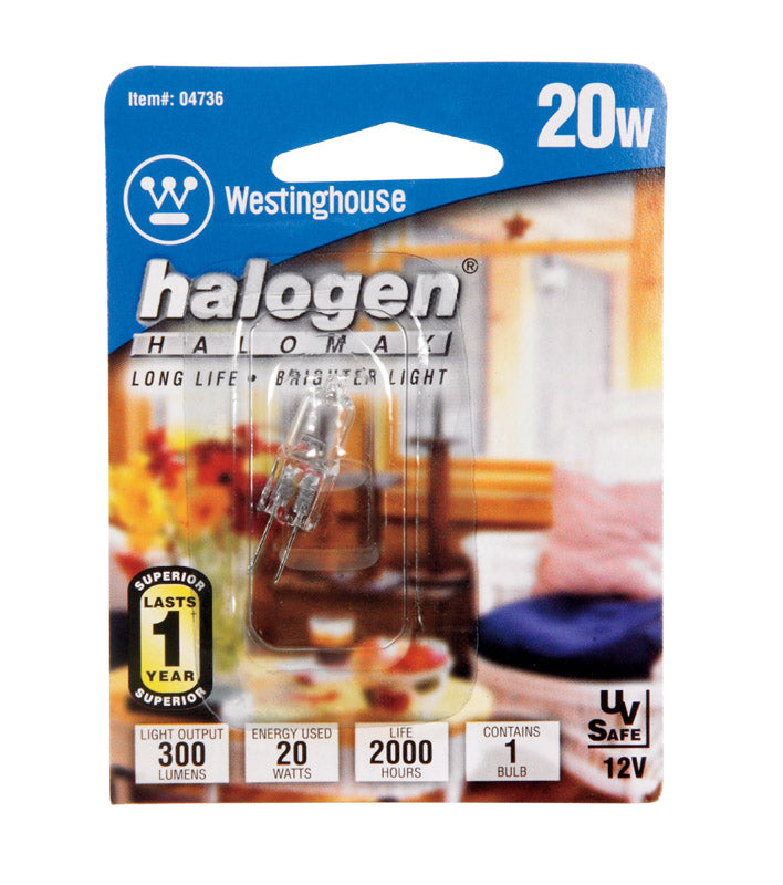 Westinghouse 20W T3 Clear Halogen Bulb - 1 Count, Energy Efficient Lighting Solution