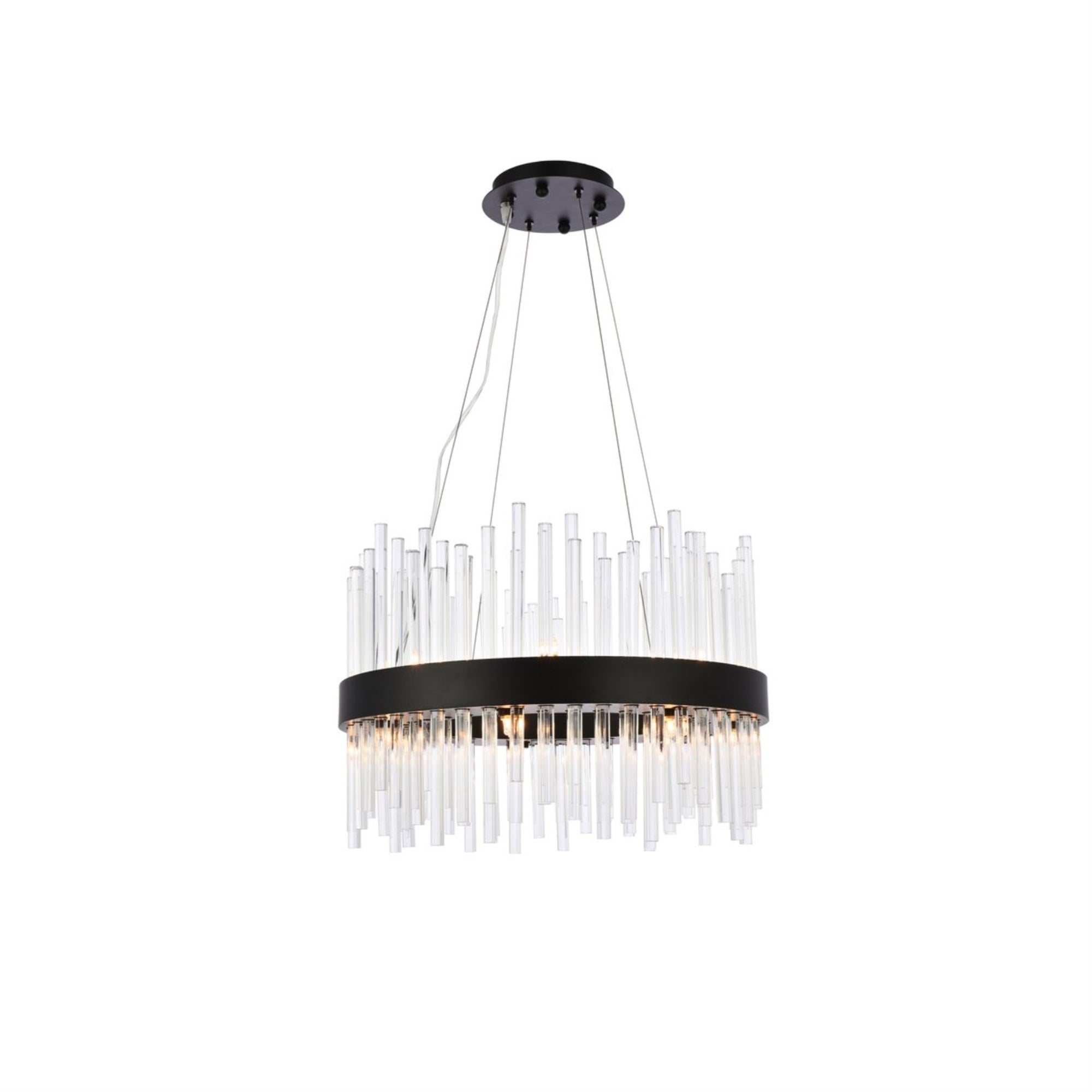 Elegant Lighting Dallas 20 Inch Round Crystal Pendant In Black