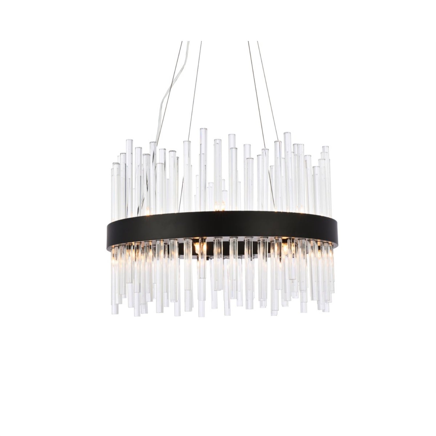 Elegant Lighting Dallas 20 Inch Round Crystal Pendant In Black