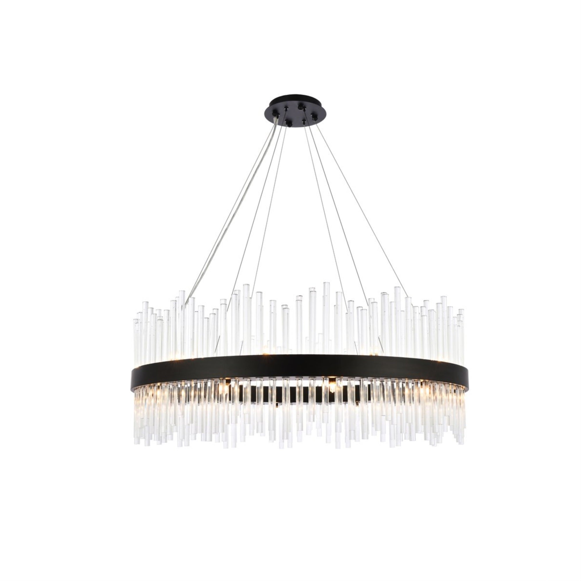 Dallas 36 inch round crystal pendant in black