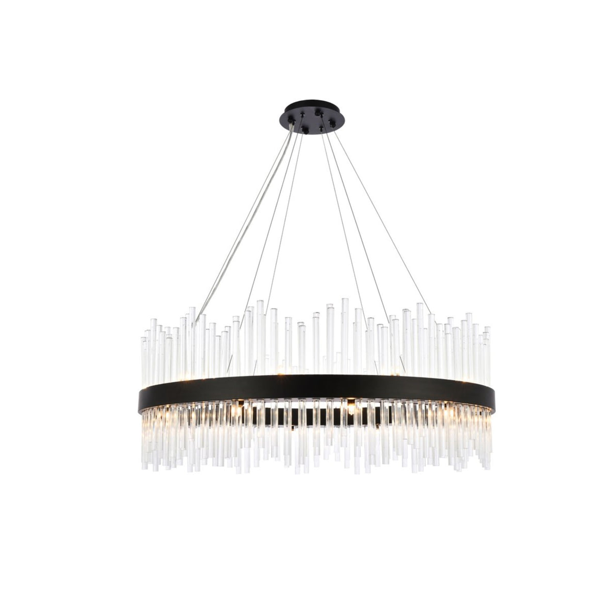 Dallas 36 inch round crystal pendant in black