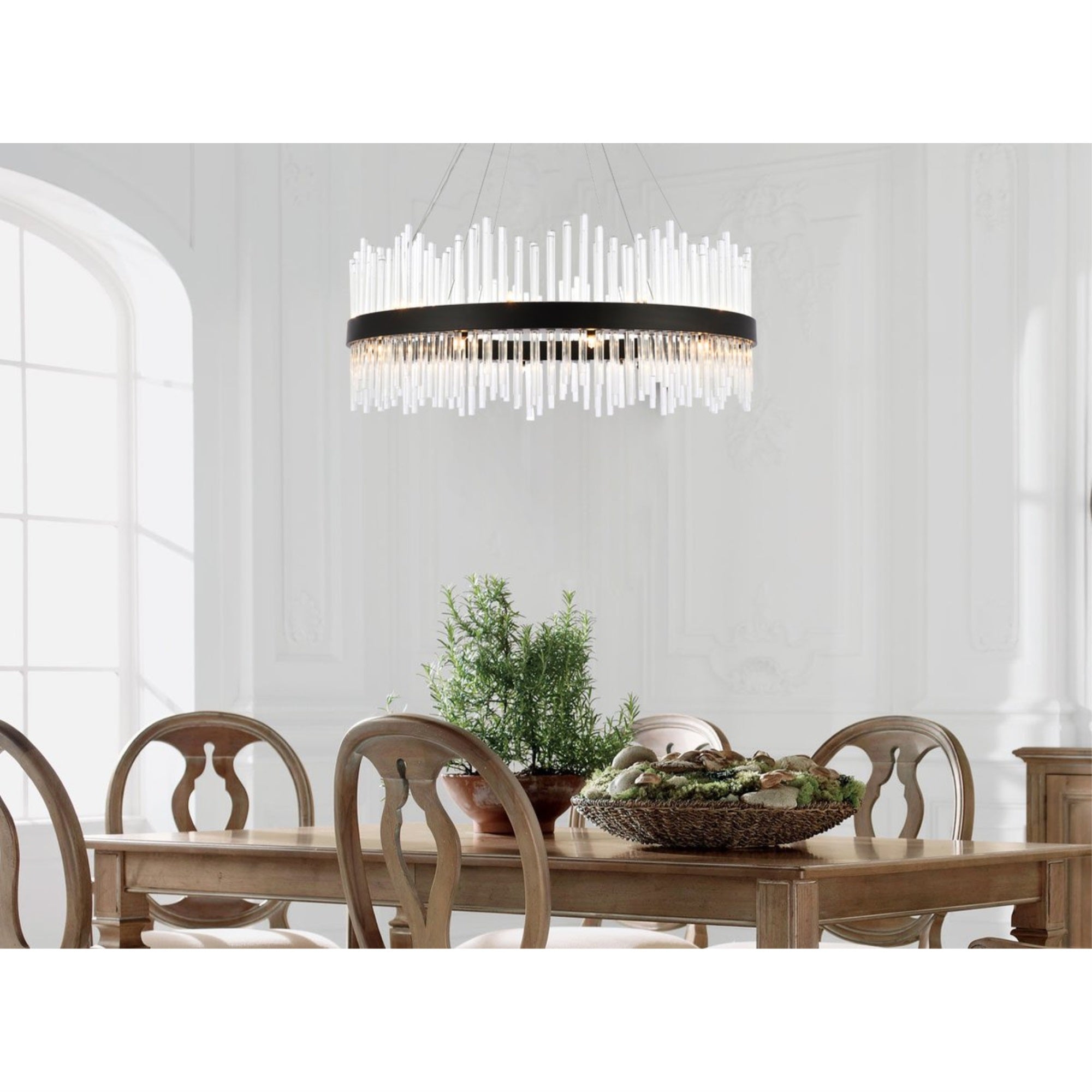 Dallas 36 inch round crystal pendant in black