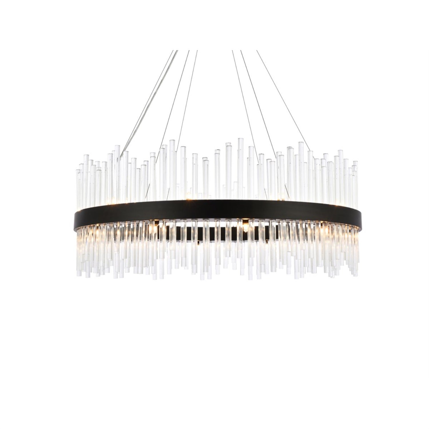 Dallas 36 inch round crystal pendant in black