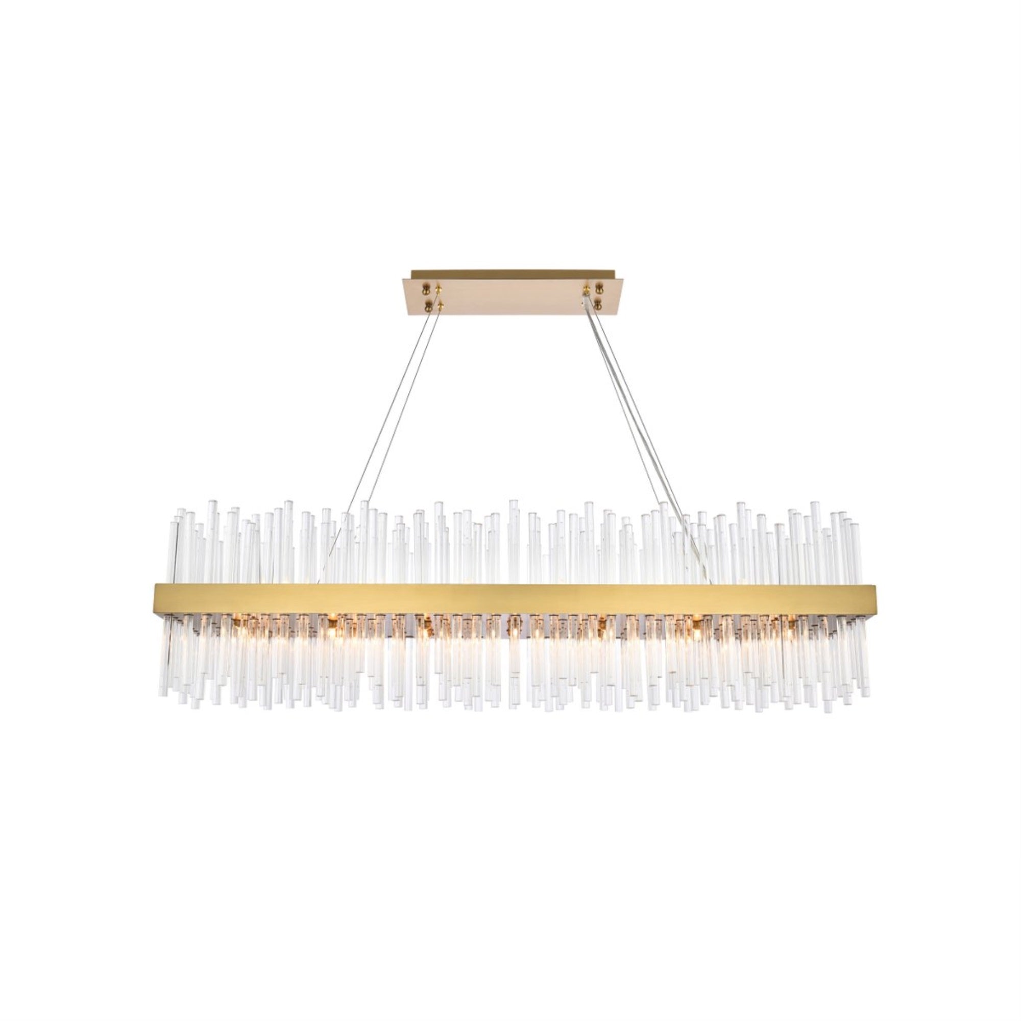 Dallas 48 inch rectangle crystal pendant in satin gold