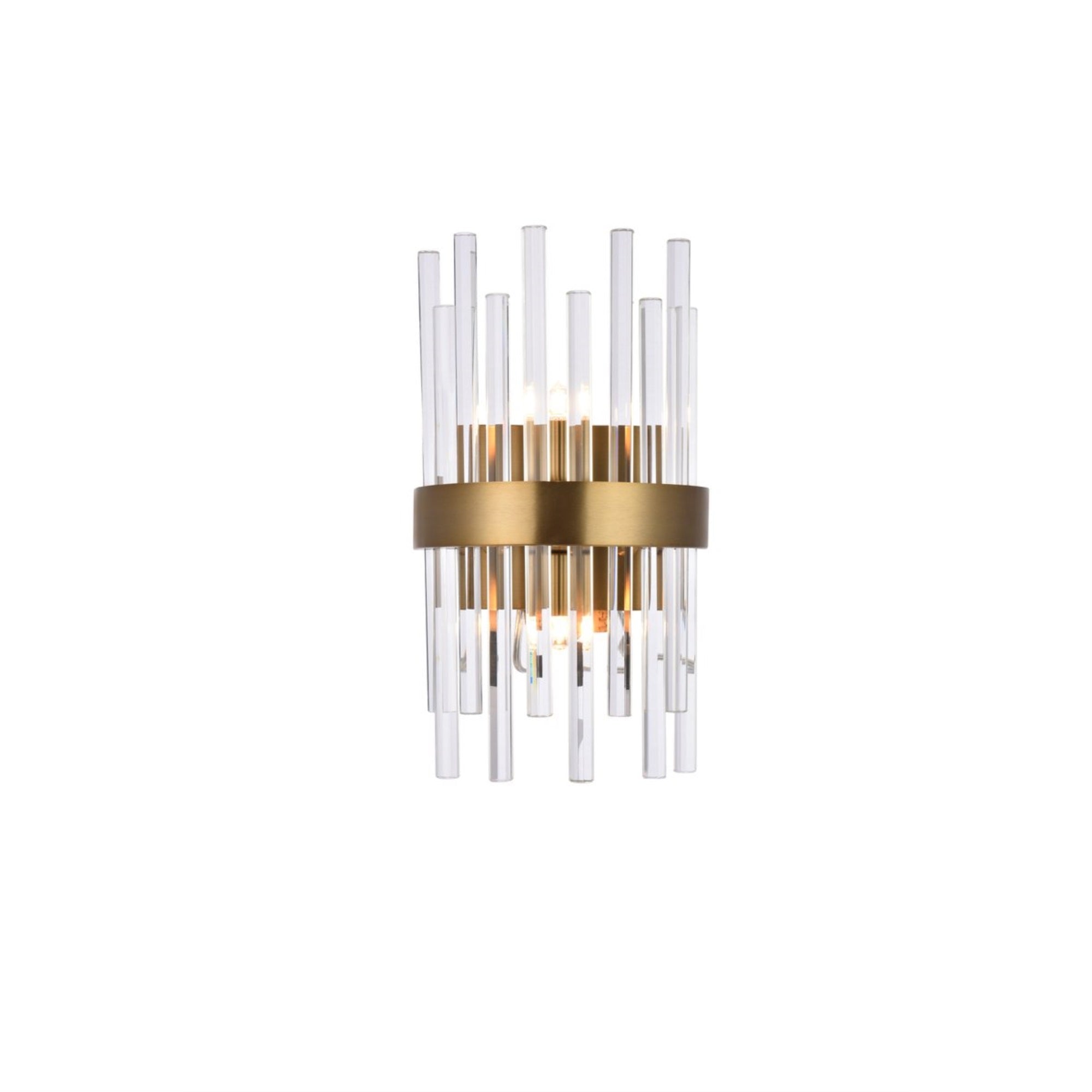 Elegant Lighting Gold & Clear Wall Sconce, Modern 2 Light Fixture With Royal Cut Crystal