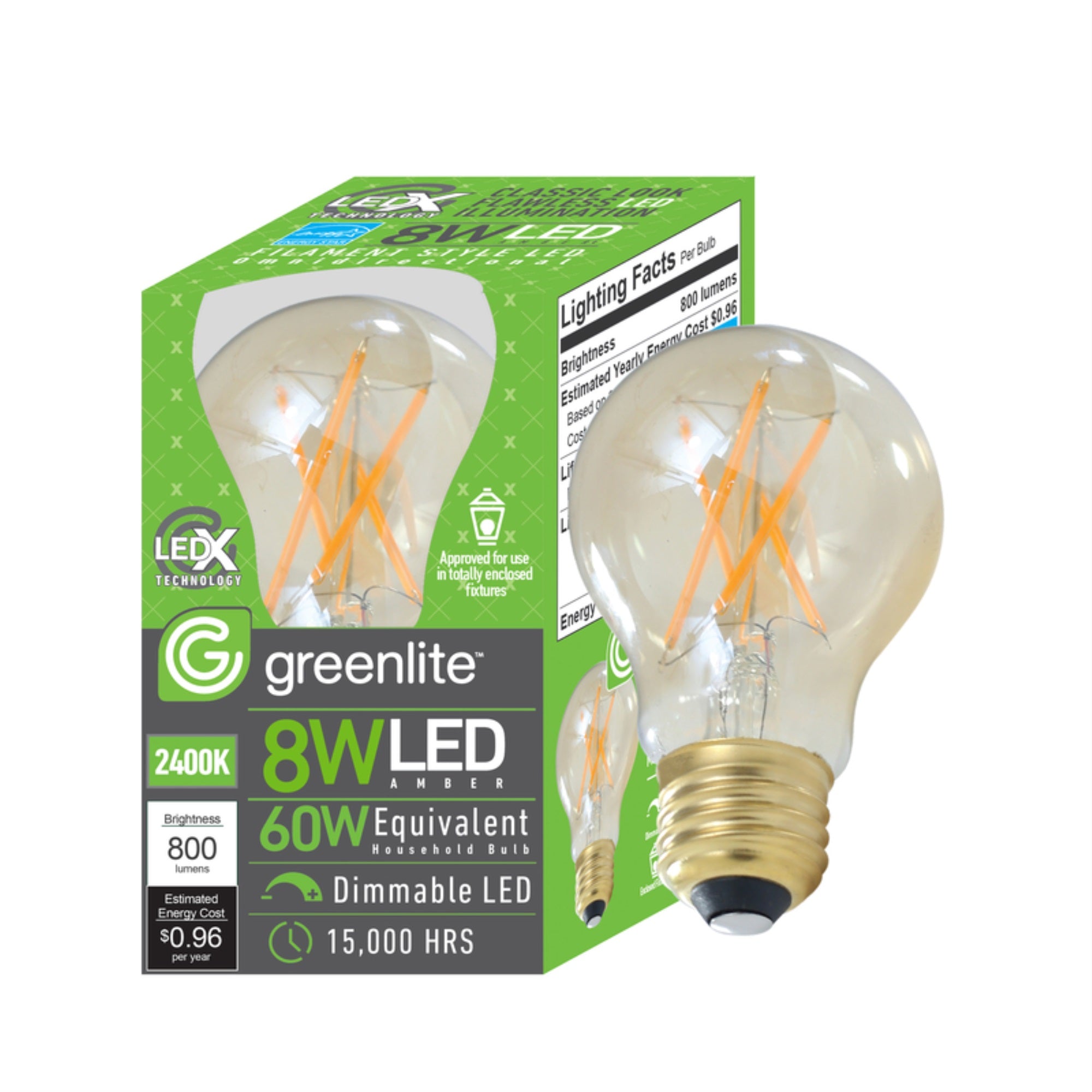 Greenlite A19 E26 (Medium) Led Bulb Amber 60 Watt Equivalence 1 Pk - Case Of: 1;