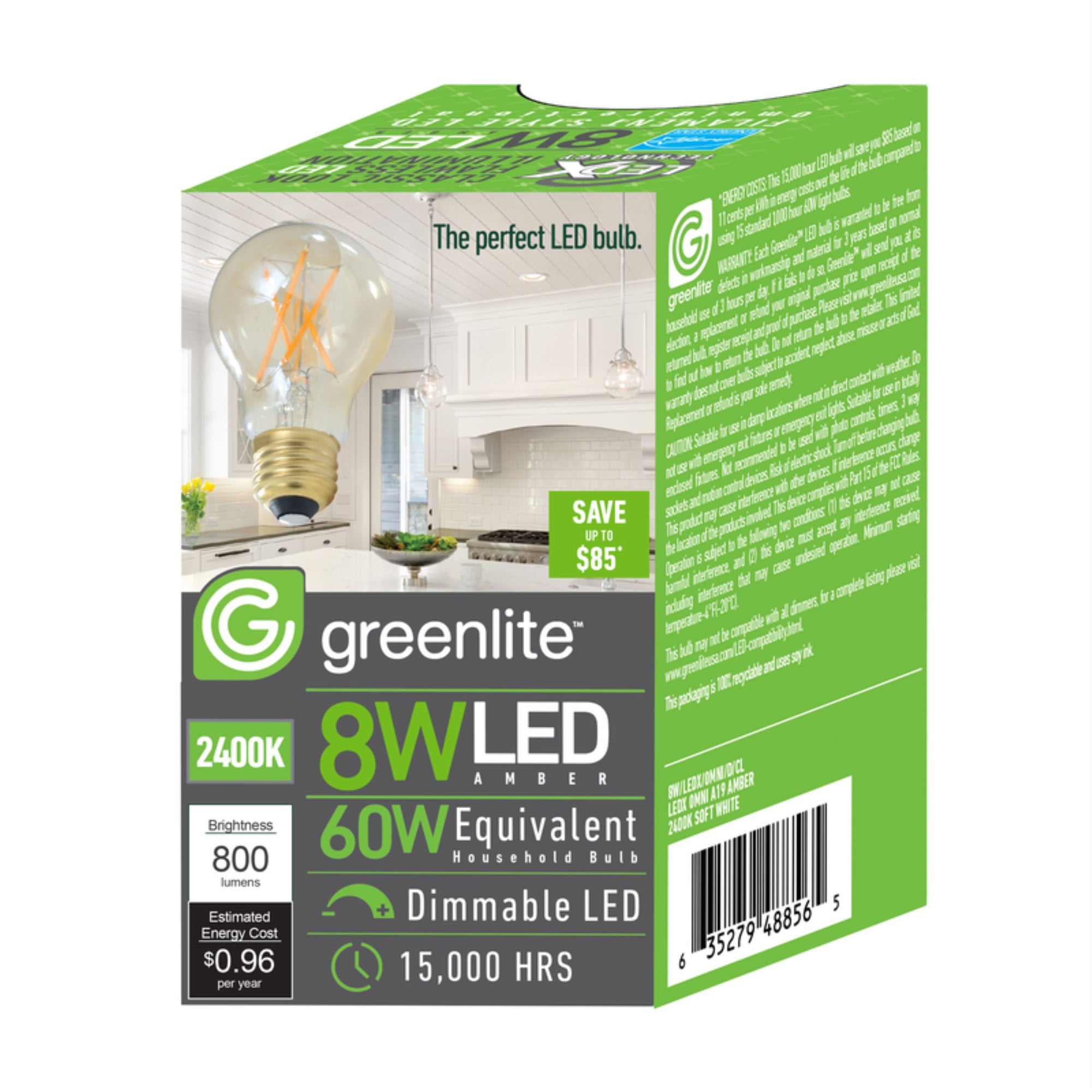 Greenlite A19 E26 (Medium) Led Bulb Amber 60 Watt Equivalence 1 Pk - Case Of: 1;