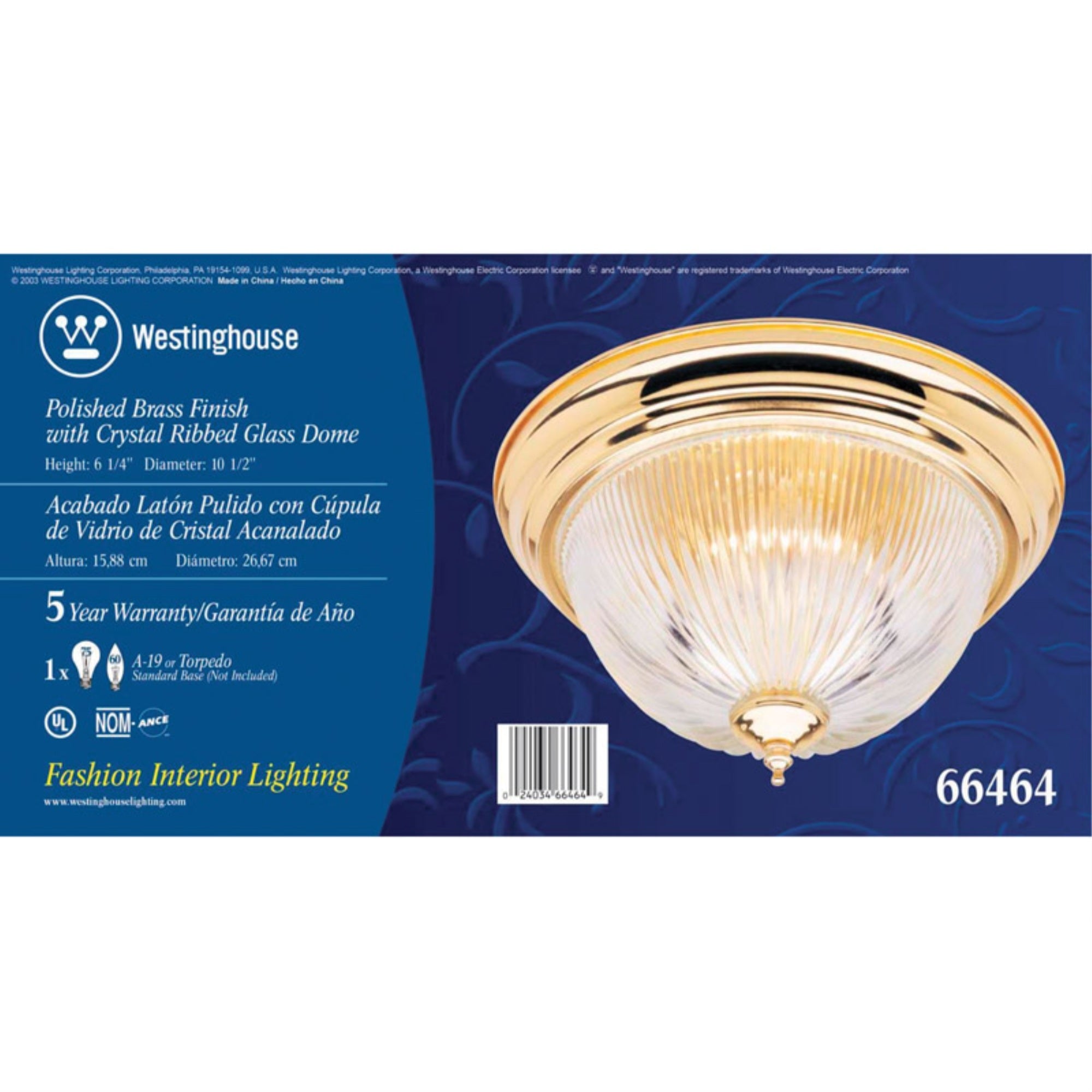 Westinghouse Lighting 6646400 Westinghouse One-Light Flush Mount Ceiling Fixture