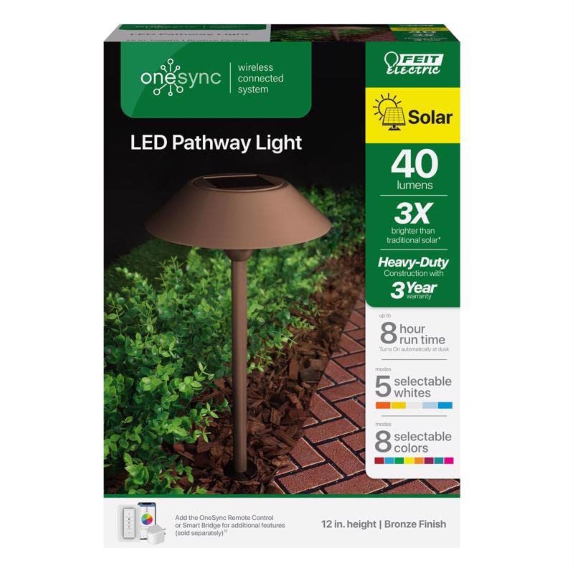 Feit Electric Solar Powered LED Pathway Light 40W, Bronze, Model PATH/SYNC/SOLBZ, One Size