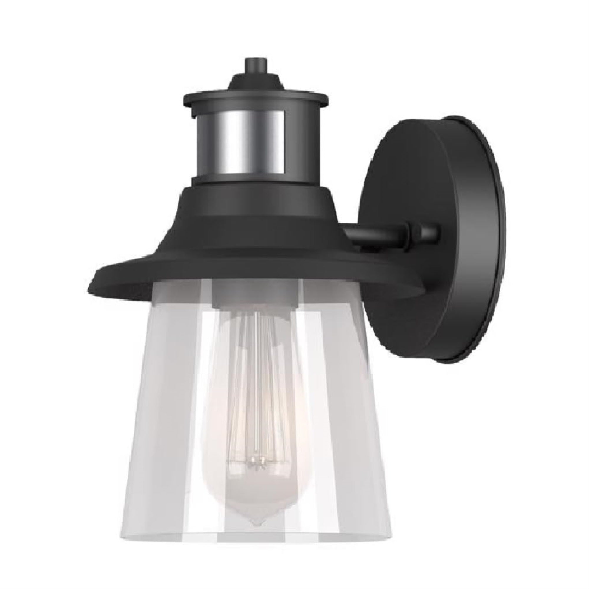 Globe Electric Motion Sensor Wall Sconce, 1-Light Outdoor Porch Light, Matte Black, 30Ft Range
