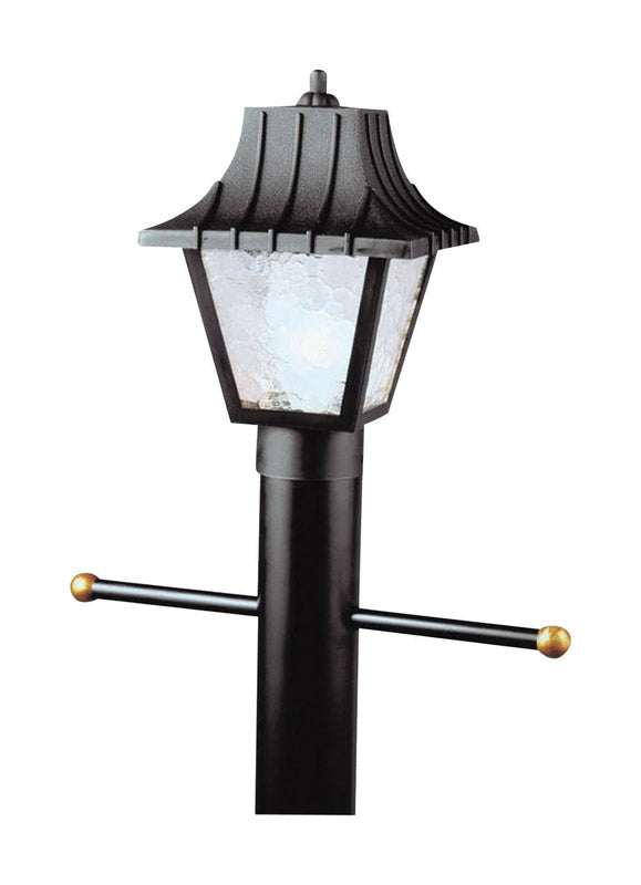 Westinghouse 6687500 One-Light Hi-Impact Polycarbonate Post-Top Exterior Lantern, Black Finish With Clear Textured Acrylic Panels