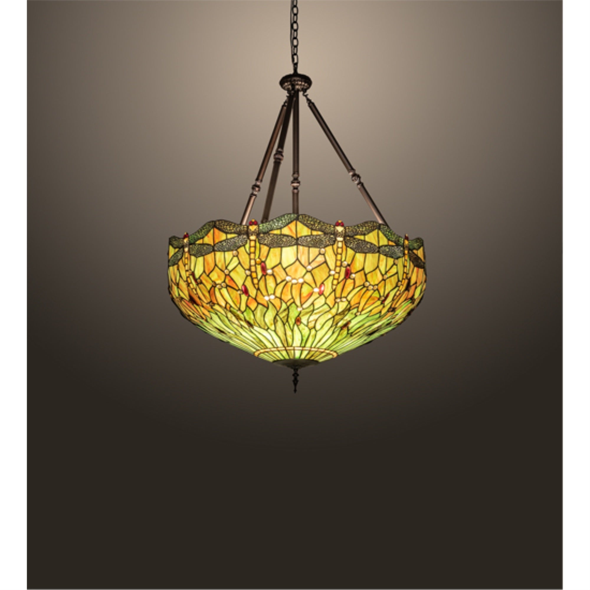 38 inch Wide Tiffany Hanginghead Dragonfly Inverted Pendant