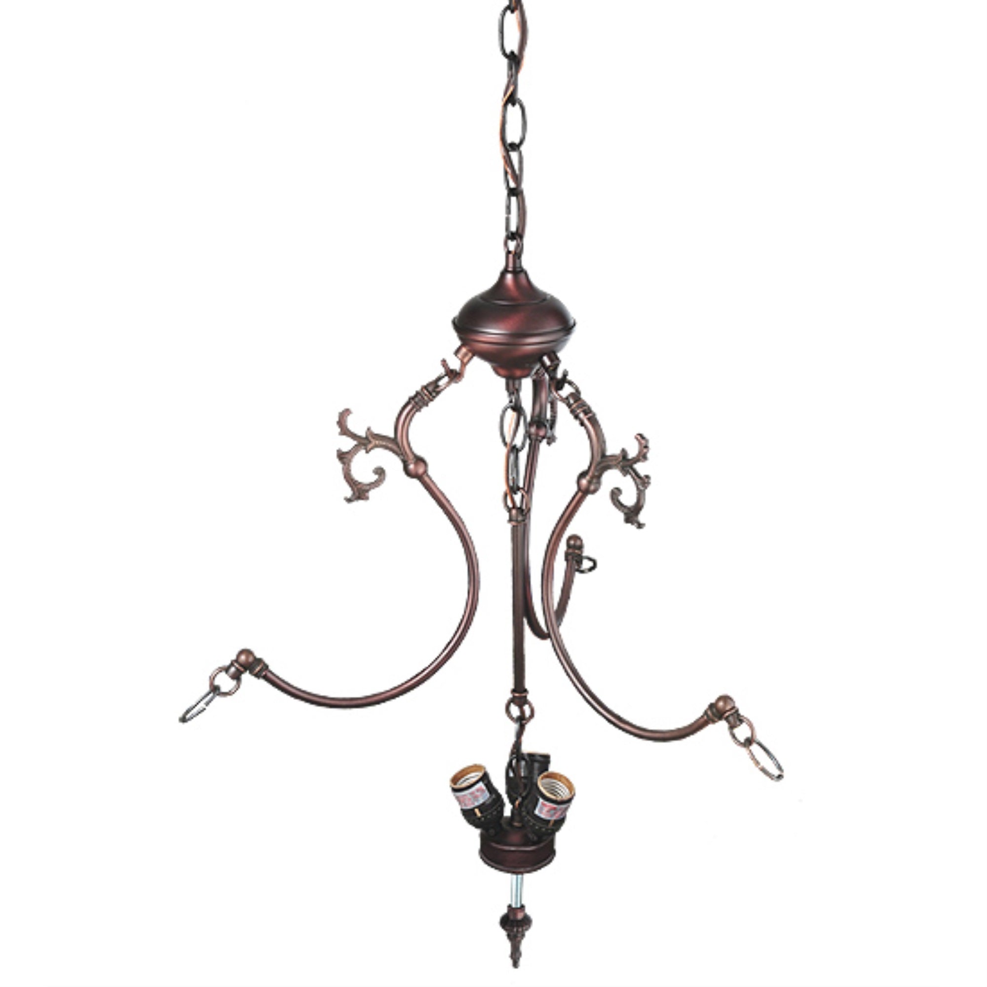 Meyda Tiffany Ceiling Light Fixture, Model 30444, Alloy Steel, 3 Fancy Q-Arms, 3 Light, 29.92 inches