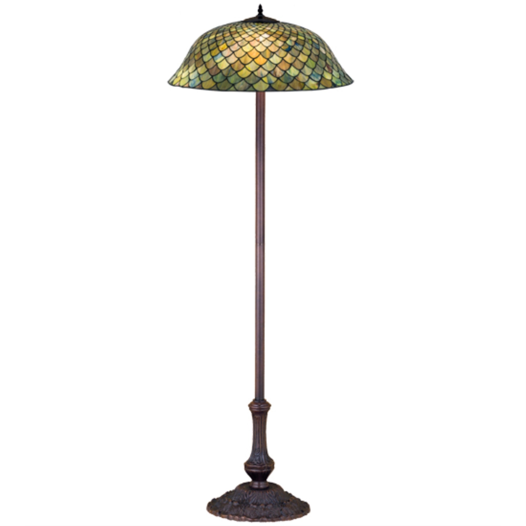 Meyda Tiffany 63 Inch H Tiffany Fishscale Floor Lamp, Bronze, Model 30456, Glass Material