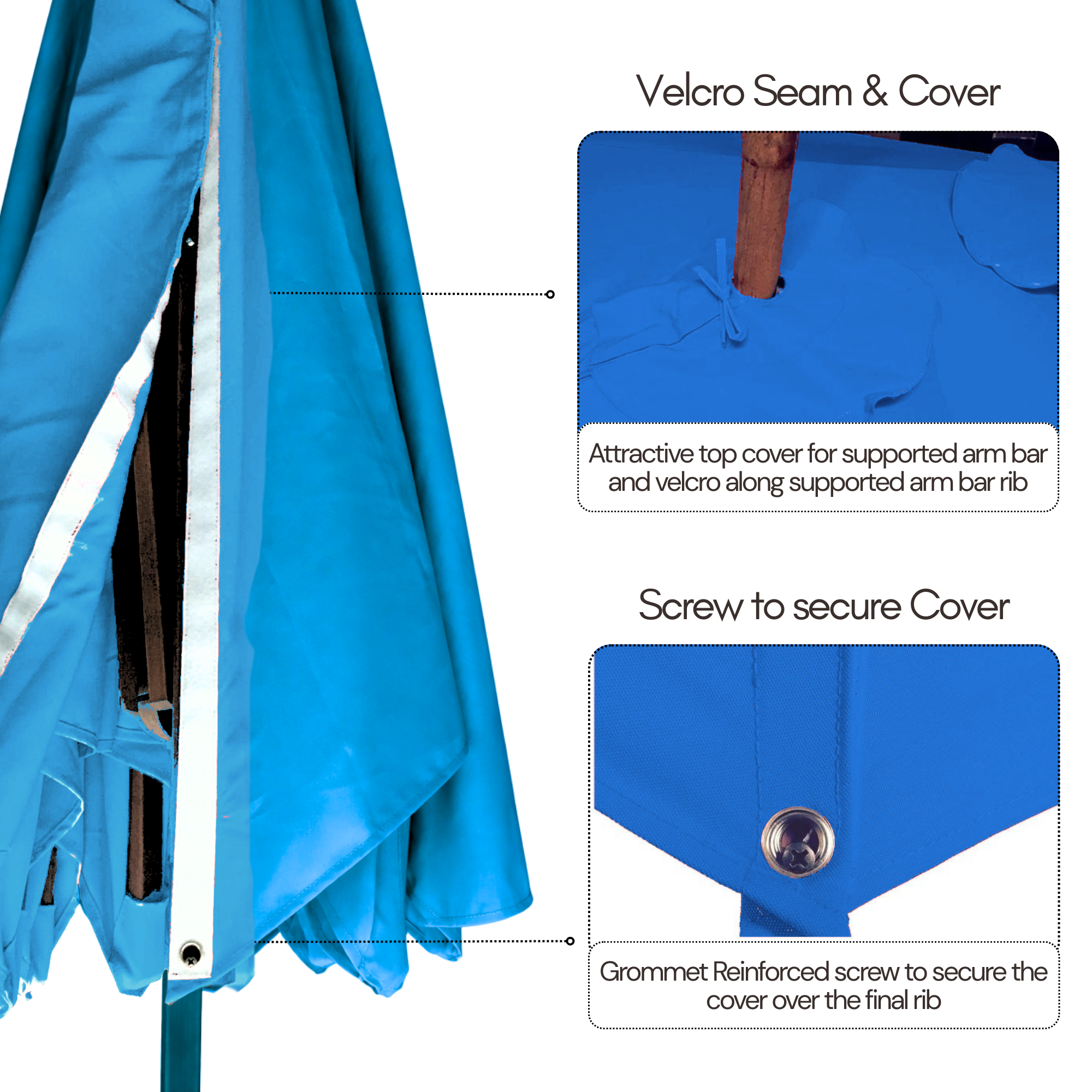 10ft Cantilever Supported Bar Umbrella 8 Rib Replacement Canopy Capri Blue Olefin