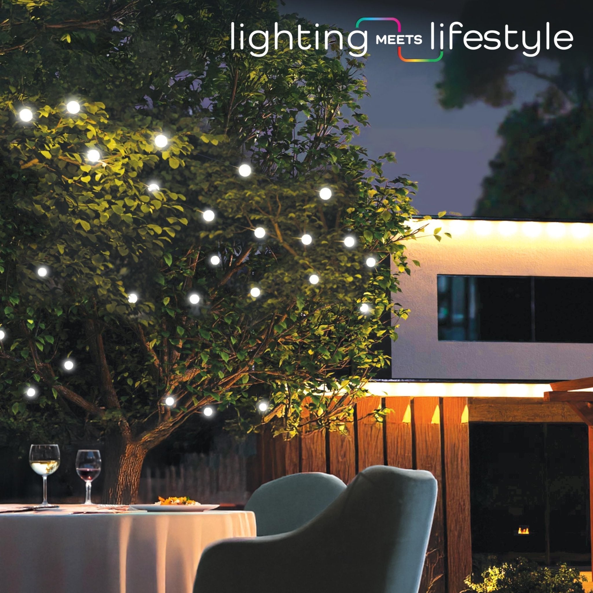 30FT Plug-In LED Strung Light 10 Large 4in Round Bulbs, 2500K Warm White LED G100 Waterproof