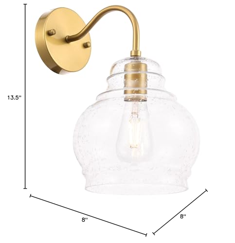 Elegant Lighting Living District Indoor Modern Home Decorative Bright Ceiling Pierce 1 Light Brass and Clear seeded Glass Wall Sconce