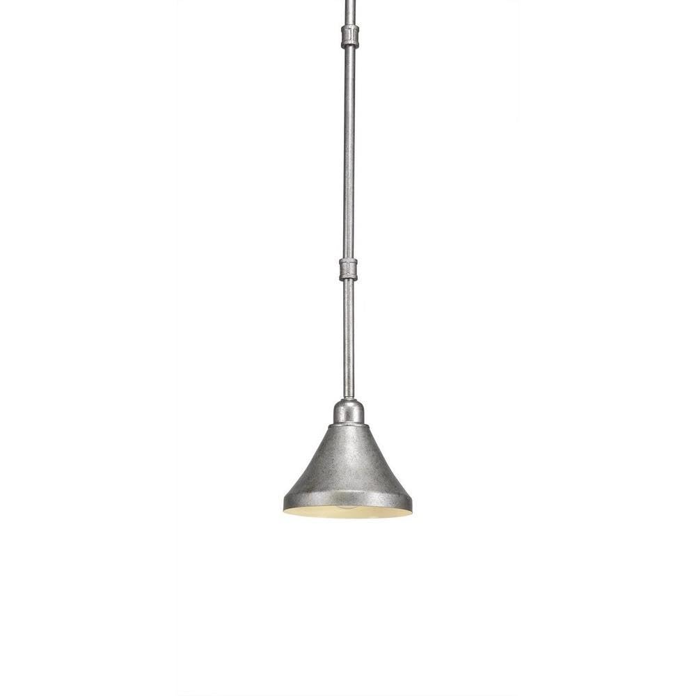 Toltec Lighting 284-As-410 Vintage Stem Mini Hang Straight Swivel Pendant With Metal Shades, 7&quot;, Aged Silver