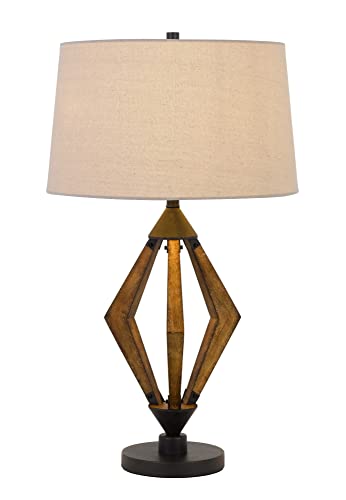 Cal 150W Table Lamp, Metal/Pine Wood, 30inx18inx18in, Model BO-2856TB, Pine Color