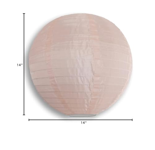 Paperlanternstore.Com 14 Inch Rose Quartz Pink Nylon Lantern, Even Ribbing, Durable, Hanging Decoration