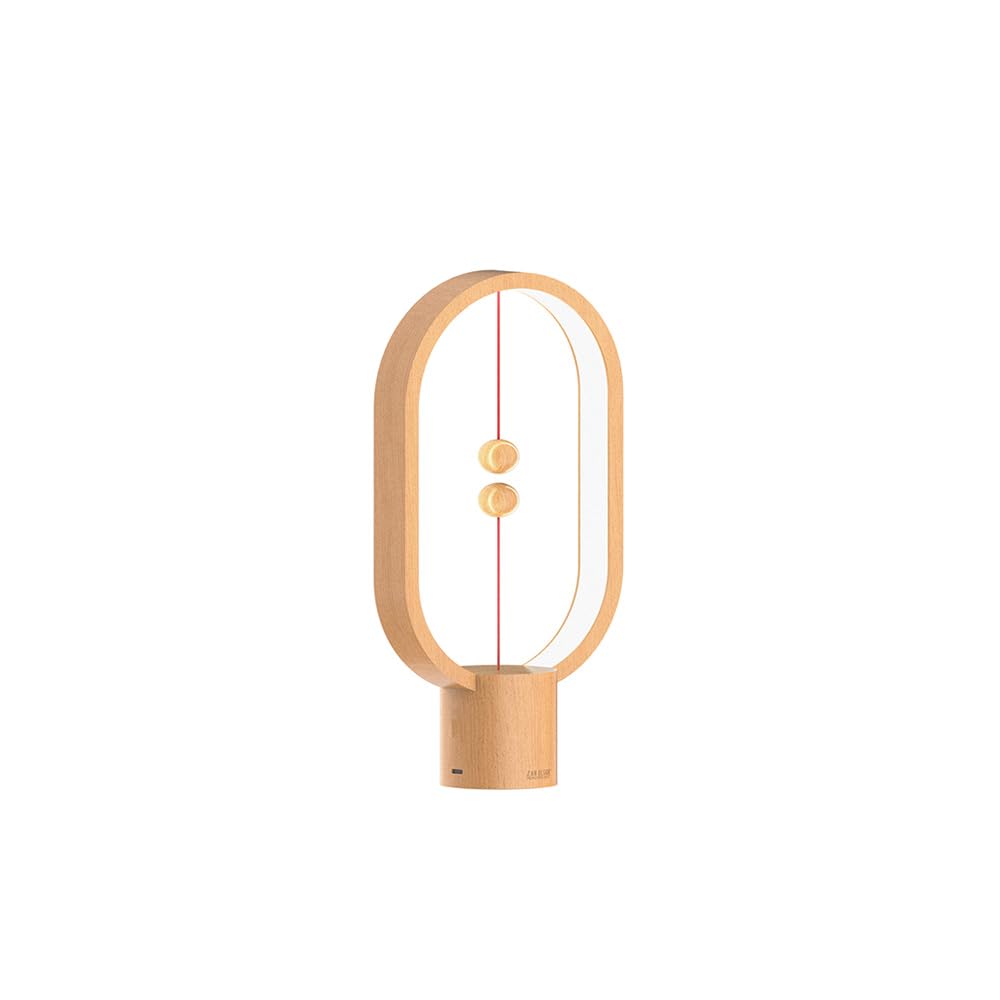 Xhope4u Mini Balance Lamp - Bedside Nightstand Light, 3 Level Brightness, 9.7in  Plug-in, Wood Color, Model HBLPR-03