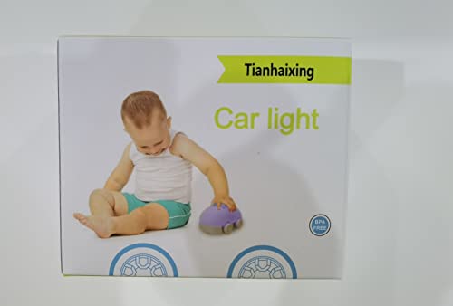 Tianhaixing Night Light Kids Led Bedside Lamp - Cute Car Design, Rgb Colors, Rechargeable, Touch & Remote Control, White, Model Thx883